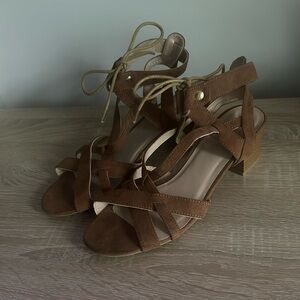 Women's Brown Strappy Heel Sandals